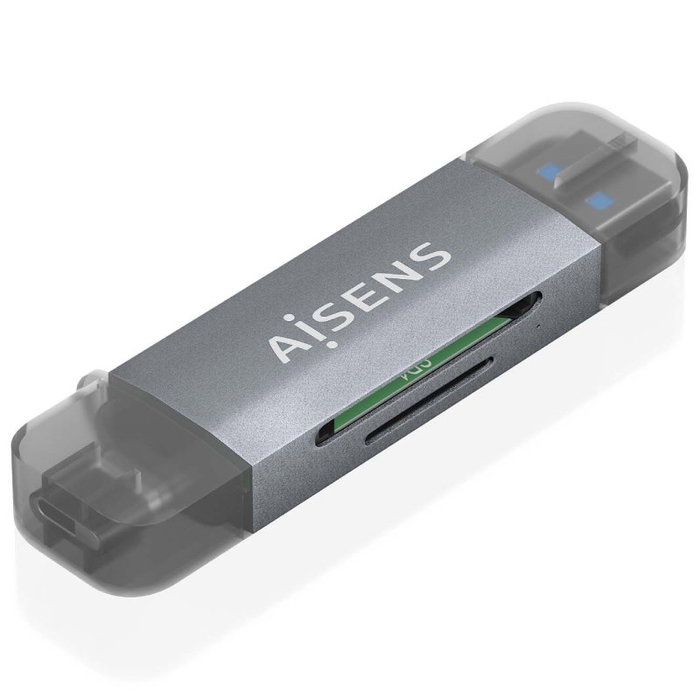 Aisens Lector de Tarjetas ASCR-2AC08-GR USB-A y USB-C Gris